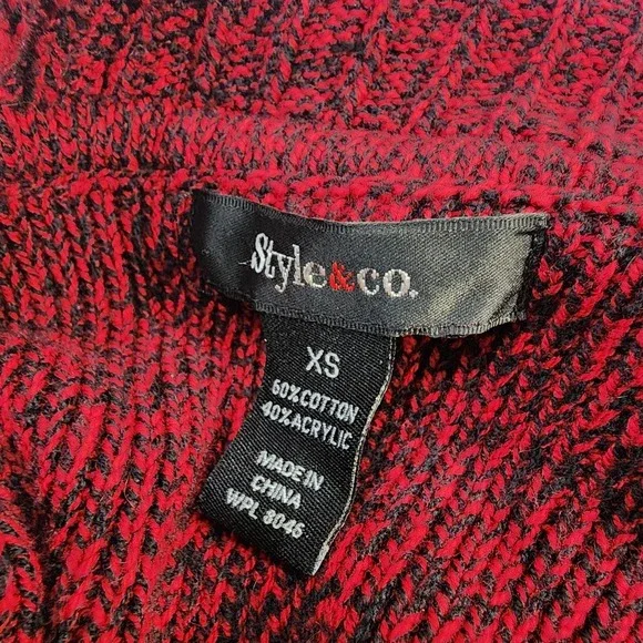 Style & Co Women Rib Knit Sweater Dress Tunic Maroon/black With Pockets X Small - Picture 5 of 6